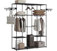 WOLTU Portant à Vêtements, Penderie Vêtement, Dressing Ouverte, Armoire en Métal, 135x42,5x178cm, Noir W0ITT2078