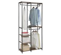 WOLTU Porte-manteau avec Étagère de Rangement, Penderie Vêtement Industrielle avec Cadre Métallique, 90x40x204,5 cm,en Bois MDF et en Métal, Marron vintage + Noir