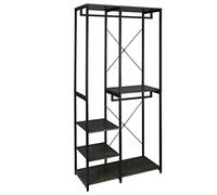 WOLTU Porte-manteau avec Étagère de Rangement, Penderie Vêtement Industrielle avec Cadre Métallique, 90x40x204,5 cm,en Bois MDF et en Métal, Noir+Rouille