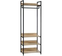 WOLTU Porte-Manteau,avec un Tringle et 4 Étagères en Bois et Acier, Penderie Ouverte, Chêne clair+Noir,60x40x170cm