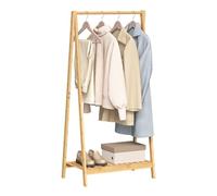 WOLTU Porte-Manteau en Bambou, Portant à Vêtements sur Pied avec Étagère Inférieure, Penderie Ouverte avec Barre de Suspension, pour Entrée, Chambre, 60x37,5x121 cm