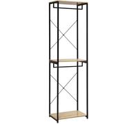 WOLTU Porte-manteaux sur pieds en bois et acier, Noir + chêne clair, 60x40x213 cm