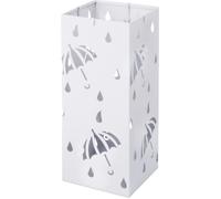 WOLTU Porte parapluie en métal carrée avec 4 crochets et plateau, Porte parapluie design moderne, 20x20x49cm, Blanc