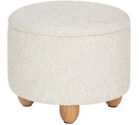 WOLTU Pouf de Rangement avec Pieds en Pin, Tabouret Rembourré avec Couvercle, Gain de Place, pour Salon, Chambre, Blanc Crème