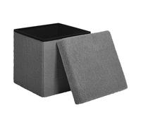 WOLTU Pouf de Rangement Carré, Banc Coffre Pliable avec Couvercle Amovible, en MDF et Tissu Teddy, pour Entrée, Salon, Chambre, 38x38x37 cm, Gris Foncé