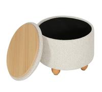 WOLTU Pouf de Rangement avec Pieds en Pin, Tabouret Rembourré avec Couvercle, Gain de Place, pour Salon, Chambre, Blanc Crème