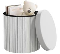 WOLTU Pouf Rond avec Rangement, Tabouret Pliable avec Couvercle Rembourré, Coffre en Velours, MDF, 38x38x36cm, Gris Clair W0ETT0137