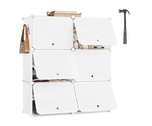 WOLTU Rangement Chaussure, Boîte Rangement Chaussures, Meuble Chaussure à 6 Compartiments, Étagère Chaussures Modulable Plastique, avec Portes,45x35x35cm/Casier, Blanc