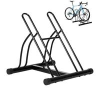 WOLTU Râtelier Vélo, Range Vélo pour 2 Bicyclettes, pour Pneu Max. 60mm, en Métal, pour Garage, Maison, Jardin, Noir