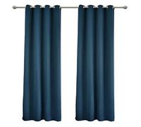 WOLTU® Rideau Occultant, 2 Pièces, Rideau Isolant Thermique, Suspension à Œillets,135x225cm Bleu Foncé