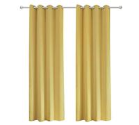 WOLTU® Rideau Occultant, 2 Pièces, Rideau Isolant Thermique, Suspension à Œillets,135x225cm Jaune