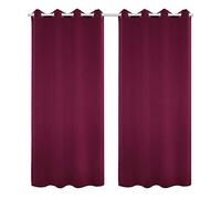 WOLTU® Rideau Occultant, 2 Pièces, Rideau Isolant Thermique, Suspension à Œillets,135x225cm Mûre