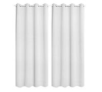 WOLTU® Rideau Occultant, 2 Pièces, Rideau Isolant Thermique, Suspension à Œillets,135x245cm Gris Blanc
