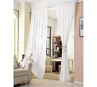 WOLTU® Rideau Voilage, Semi-Transparent, Voilage Fenêtre avec Galon Fronceur, 1 Pièce, Décoration Maison Chambre 140x225 cm,Blanc