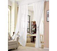 WOLTU® Rideau Voilage, Semi-Transparent, Voilage Fenêtre avec Galon Fronceur, 1 Pièce, Décoration Maison Chambre 140x245 cm,Blanc