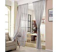 WOLTU® Rideau Voilage, Semi-Transparent, Voilage Fenêtre avec Galon Fronceur, 1 Pièce, Décoration Maison Chambre 140x225 cm,Gris Clair