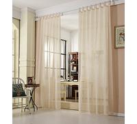 WOLTU® Rideau Voilage, Suspension à Pattes, 1 Pièce, Décoration pour Salon, Chamber, Fenêtre, 140x225 cm, Sable