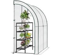 WOLTU Serre de Jardin avec Bâche PE Renforcée Imperméable 140g/m², Tente de Protection pour Plantes, Fleurs et légumes de Toutes Les Saisons, Serre de hivernage Murale, 200x100x210cm, Blanc
