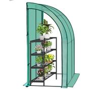 WOLTU Serre de Jardin avec Bâche PE Renforcée Imperméable, Serre d'hivernage Murale adossée, 200x100x210cm, Vert W0UETT0053