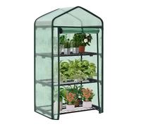 WOLTU Serre de Jardin avec Étagères Métalliques à 3 Niveaux, Serre Hivernage, Bâche Renforcée en PE, 69x49x125cm, Vert W0UETT0045