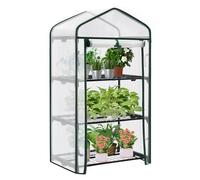 WOLTU Serre de Jardin avec Étagères Métalliques à 4 Niveaux, Petite Serre Hivernage en Bâche PE Imperméable, pour Plantes Fleurs Légumes Semis, 69x49x125cm, Blanc