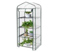 WOLTU Serre de Jardin avec Étagères Métalliques à 4 Niveaux, Petite Serre Hivernage en Bâche PE Imperméable, pour Plantes Fleurs Légumes Semis, 69x49x158cm, Blanc