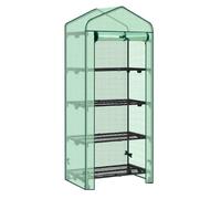 WOLTU Serre de Jardin, avec roulettes, Serre de Balcon, en PE 130g/m², Porte Zippée Enroulable, avec 4 Étagères, Intérieur et Extérieur, 70x50x162cm, Vert