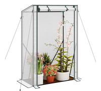 WOLTU Serre de Jardin en Forme Tipi, Serre à tomates, Toile PE imperméable et résistante aux déchirures avec Porte à Rouleau, Jardin, terrasse, Jardin arrière, 100x50x150/136cm, Blanc