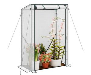 WOLTU Serre de Jardin en Forme Tipi, Serre à tomates, Toile PE imperméable et résistante aux déchirures avec Porte à Rouleau, Jardin, terrasse, Jardin arrière, 100x50x150/136cm, Blanc