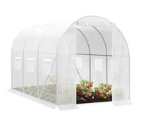 WOLTU Serre de Jardin, en Tube d’Acier Galvanisé et PE, 6 Fenêtres et 1 Porte Zippée Enrouleur, 200x300x190cm, Blanc W0UETT0042