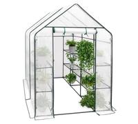 WOLTU Serre de Jardin PE pour légumes avec Porte, Blanc, 143x215x195cm
