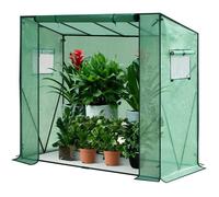 WOLTU Serre de Jardin, 130 g/m², Serre à tomates translucide en PE, Toile imperméable, Serre à Plantes Polyvalente pour Tous Temps, Jardin, terrasse, Jardin arrière, 200x77x146/169cm, Vert