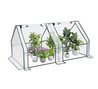 WOLTU Serre de Jardin, Serre d'Hivernage, Bâche Renforcée en PE de 140 g/㎡, avec 2 Portes Enroulables, Cadre en Tube d'acier, 180x90x90 cm, Blanc