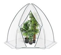 WOLTU Serre de Jardin, Serre d'Hivernage pour Plantes, en Forme Tipi, avec Cadre en Acier, Porte Zippée, en PE, 240x200x200cm, Blanc