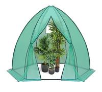 WOLTU Serre de Jardin, Serre d'Hivernage pour Plantes, en Forme Tipi, avec Cadre en Acier, Porte Zippée, en PE, 240x200x200cm, Vert