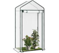 WOLTU Serre de Jardin, Serre Tomate, Serre d'Hivernage, Cadre en Acier, Porte Zippée, 100x50x190 cm, Blanc W0UETT0223