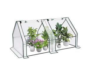 WOLTU Serre d'Hivernage PE, Bâche Renforcée, 2 Portes, Blanc, 180x90x90cm | PE 140g/m²; Tube d'Acier; Enroulables; Cadre; Jardin