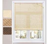 WOLTU Store Enrouleur Bambou, Protection Solaire, Store Vénitien en Bambou, Tirage Latéral, Occultant, Respirant, pour Fenêtre et Porte, Nature, 70x220 cm