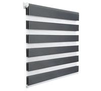 WOLTU Store Enrouleur Jour Nuit sans Perçage, Montage avec Clips, Rideau Translucide et Occultant en Double Tissu, Protection Vie Privée, pour Fenêtre ou Porte, 45l x 150L cm, Gris Foncé