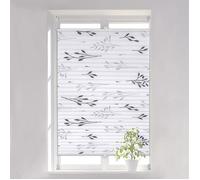 WOLTU Store Plissé sans Perçage, Store pour Fenêtre & Porte, Facile à Installer, Opaque, Protection de la Vie privée, Protection Solaire, Motif Branche 90x130cm,Gris