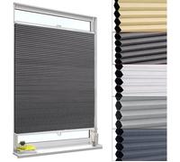 WOLTU Store plissé nid d'abeille,85x120cm sans perçage,Antisolaire avec Feuille d'aluminium intégrée,Blanc+Gris foncé