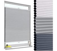 WOLTU Store plissé nid d'abeille,sans perçage avec Porte-Pince,Store plissé antisolaire,70x130cm,Blanc+Gris