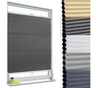 WOLTU Store Plissé Nid d'abeille sans Perçage, Store Occultants Thermique Antisolaire Insonorisant avec Feuille d'aluminium pour Fenêtre & Porte, Bicolore 90x130cm, Gris Foncé