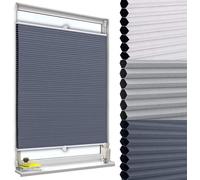 WOLTU Store Plissé Nid d'abeille sans Perçage, Store Occultants Thermique Antisolaire Insonorisant avec Feuille d'aluminium pour Fenêtre & Porte, Bicolore 85x120cm, Bleu