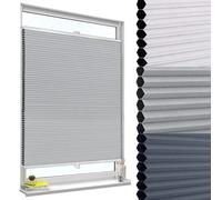WOLTU Store Plissé Nid d'abeille sans Perçage, Store Occultants Thermique Antisolaire Insonorisant avec Feuille d'aluminium pour Fenêtre & Porte, Bicolore 75x120cm, Gris