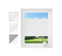 WOLTU Store Plissé Opaque sans Perçage, 90x130 cm, Blanc (Plis)