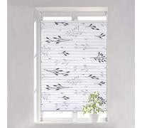 WOLTU Store Plissé sans Perçage, Store pour Fenêtre & Porte, Facile à Installer, Opaque, Protection de la Vie privée, Protection Solaire, Motif Branche 80x130cm,Gris