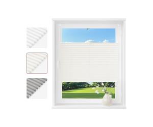 WOLTU Store Plissé sans Perçage, Store pour Fenêtre & Porte, Facile à Installer, Opaque, Protection de la Vie privée, Protection Solaire, Décoration Moderne pour Chambre,75x130cm,Crème(Plis)
