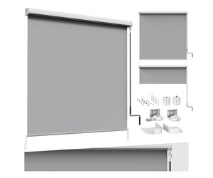WOLTU Store Vertical de Balcon Store Enrouleur Occultant Auvent Vertical Paresoleil avec Manivelle et Cassette d'Auvent Pare-Soleil Pare-Vue Protection du Vent pour Balcon, Terrasse, 140x140 cm, Gris