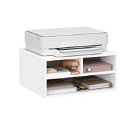 WOLTU Support Imprimante à 2 Niveaux, Meuble Imprimante avec Rangement, Meuble Rangement Bureau avec 3 Compartiments, 47x40x22,5cm, Blanc,ASK15ws